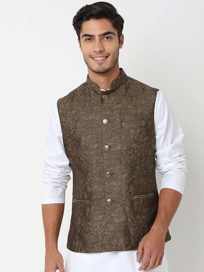Ethnicity Woven Design Nehru Jacket