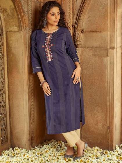 WOMEN PLUS Floral Pure Cotton Kurta Set