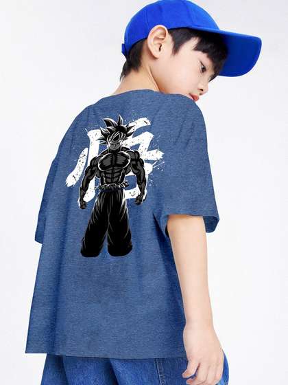 BAESD Boys Anime Printed Extended Sleeves Oversized T-shirt