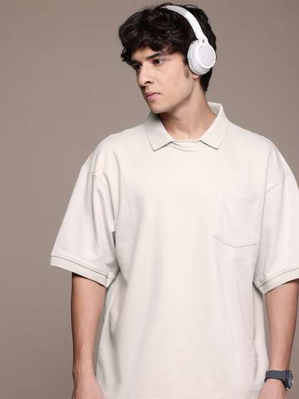 Roadster Men Polo Collar Drop-Shoulder Sleeves T-shirt