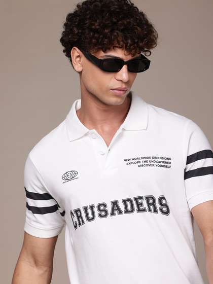 Roadster The Lifestyle Co. Men Typography Printed Polo Collar Pure Cotton T-shirt