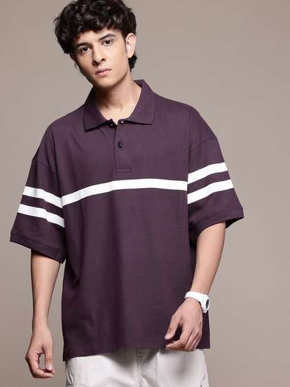 Roadster The Lifestyle Co. Pure Cotton Striped Oversized Polo T-shirt