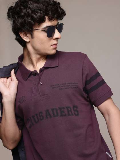Roadster The Lifestyle Co. Pure Cotton Printed Polo Collar T-shirt