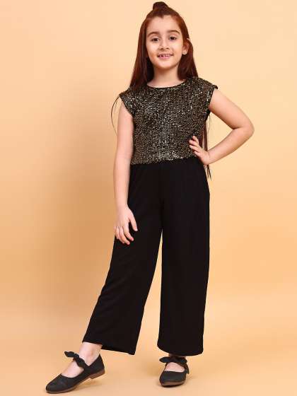 YK Girls Embellished Cotton Basic Jumpsuit