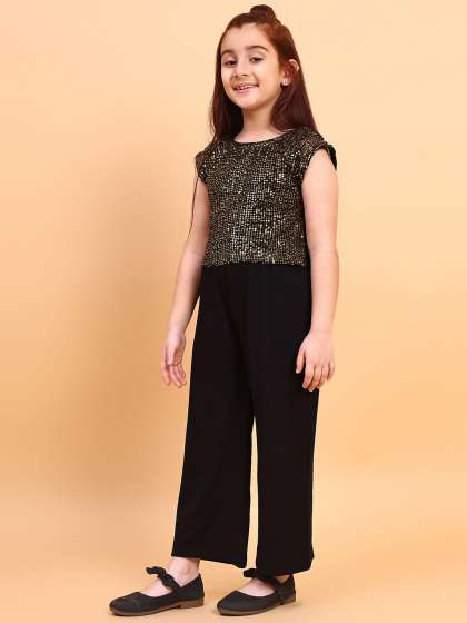 YK Girls Embellished Cotton Basic Jumpsuit