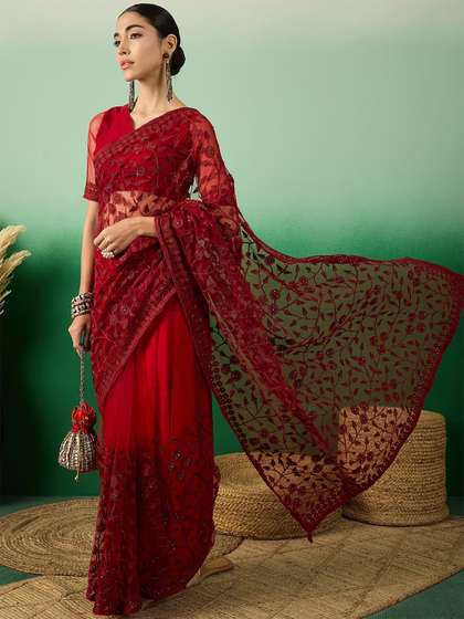 Sangria Embroidered
                        Saree With Blouse Piece