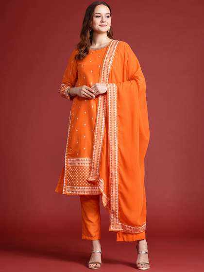 Anouk Printed Sequinned Kurta with Trousers & Dupatta
