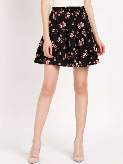 VAHSON Printed A Line Mini Skirts