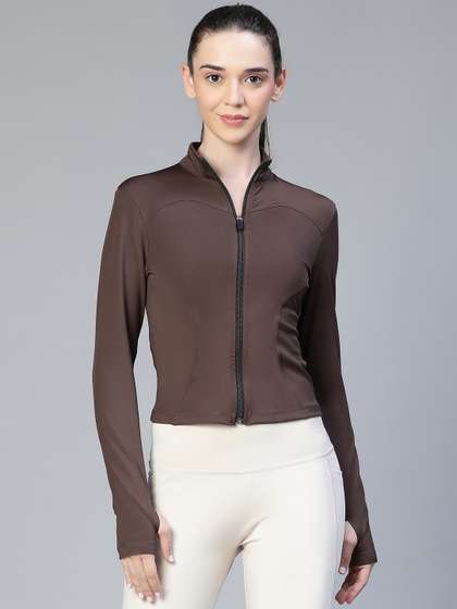 ATHLISIS Women
                          Geometric Colourblocked Lightweight Crop
                          Training or Gym Sporty Jacket