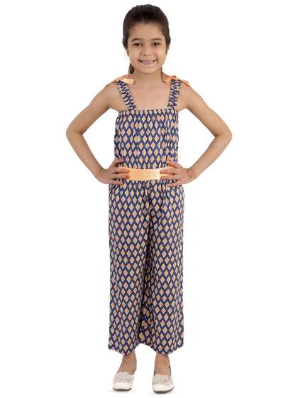 Kids Cave Girls Printed
                    Sleeveless Basic Jumpsuit