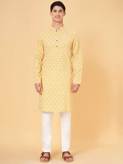 indus route by Pantaloons Men Geometric Kurta