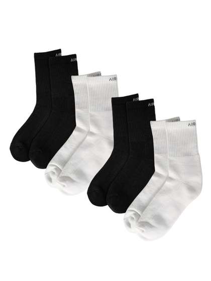 AIR GARB Pack of 4
                        White and Black Color Crew Length Pure Cotton
                        Breathable Socks
