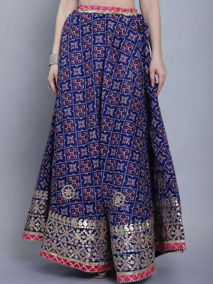 SOUNDARYA Geometric Flared Maxi Skirts