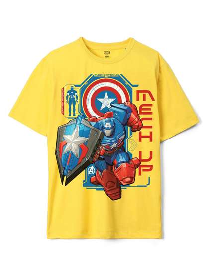 Wear Your Mind Boys Captain America Printed Oversized T-shirt