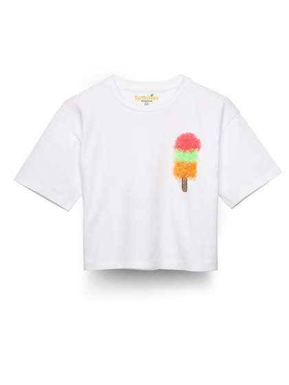 SPUNKIES Girls Graphic
                      Printed Round Neck Pure Cotton Boxy Top