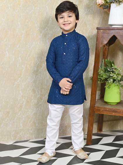 BT DEZINES Boys Ethnic
                    Motifs Embroidered Sequinned Straight Kurta With
                    Pyjama
