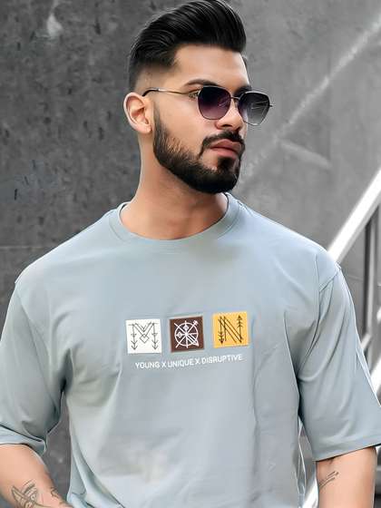 Maniac Typography
                      Printed Round Neck Cotton T-Shirt