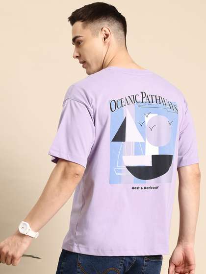 Mast & Harbour Men Printed Drop-Shoulder Sleeves T-shirt