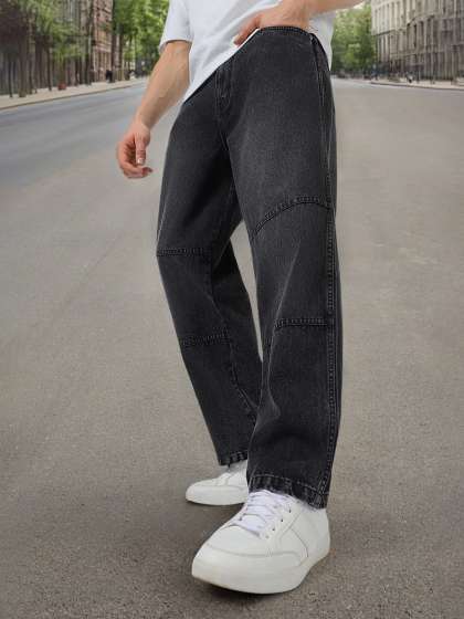 Urbano Fashion Baggy Fit Cut and Sew Panelled Jeans