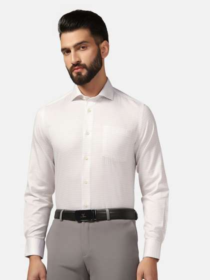 Blackberrys Straight Slim Fit Geometric Printed Cotton Formal Shirt