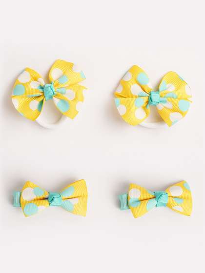 RIBBON CANDY Girls Set
                      of 4 Printed Ponytail Holders & Alligator Hair
                      Clips