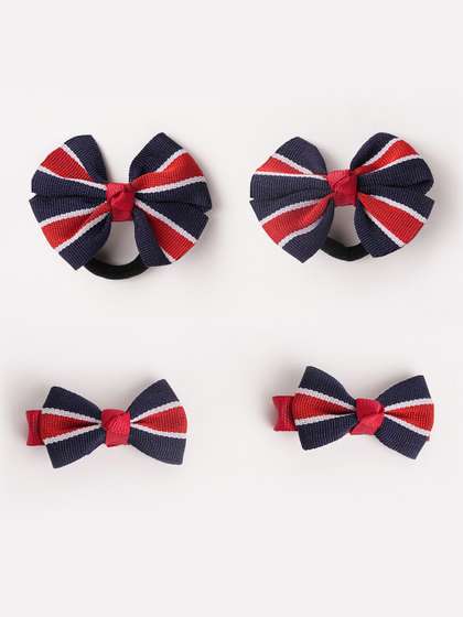 RIBBON CANDY Girls Set
                    of 4 Striped Ponytail Holders & Alligator Hair
                    Clip