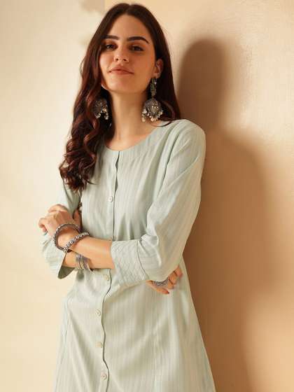 Anouk Striped Dobby A-Line Kurta