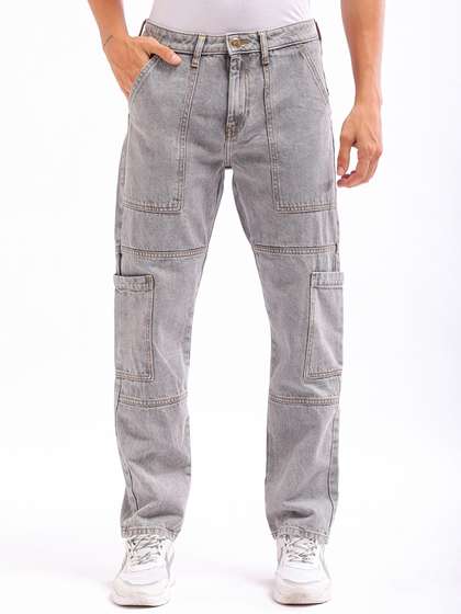The Indian Garage Co
                        Men Dad Fit Mid-Rise Clean Look Heavy Fade Cargo
                        Style Cotton Jeans