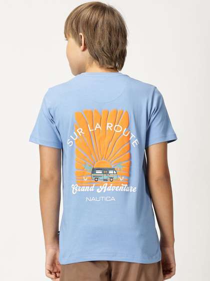 Nautica Boys Typography Printed Round Neck Round Neck Cotton T-shirt