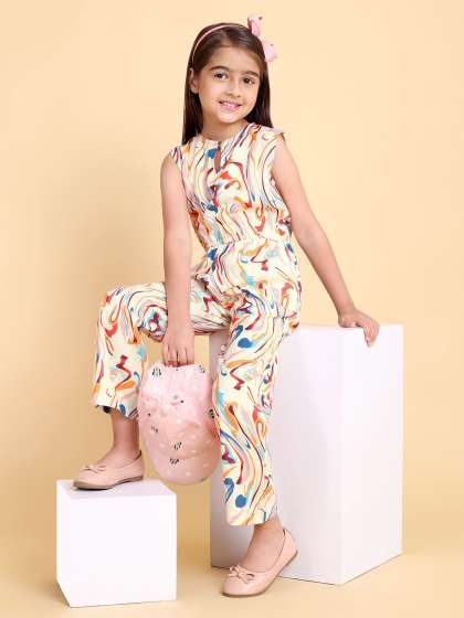 HERE&NOW Girls Abstract Printed Basic Jumpsuit