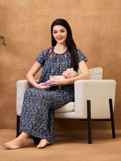 AV2 Floral Printed
                      Pure Cotton Maternity Maxi Nightdress
