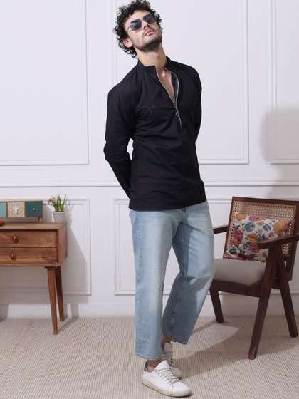 MIDAV Mandarin Collar Short Kurta