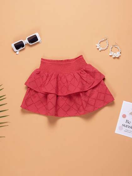 Purple United Kids Girls Self Design Mini Skirt
