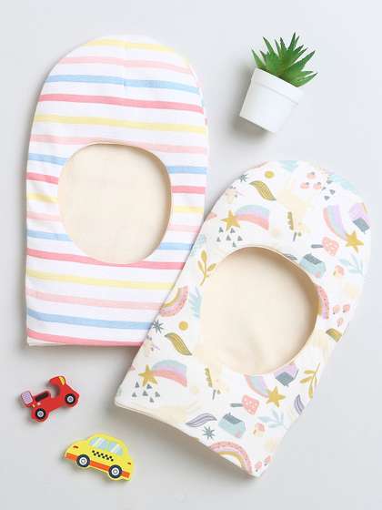 BUMZEE Boys Pack Of 2
                    Printed Cotton Reversible Monkey Caps