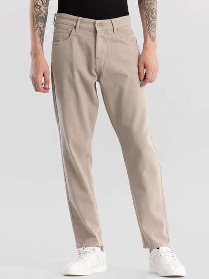 Snitch Men Beige
                          Jean Relaxed Fit Mid-Rise Clean Look
                          Stretchable Cropped Jeans