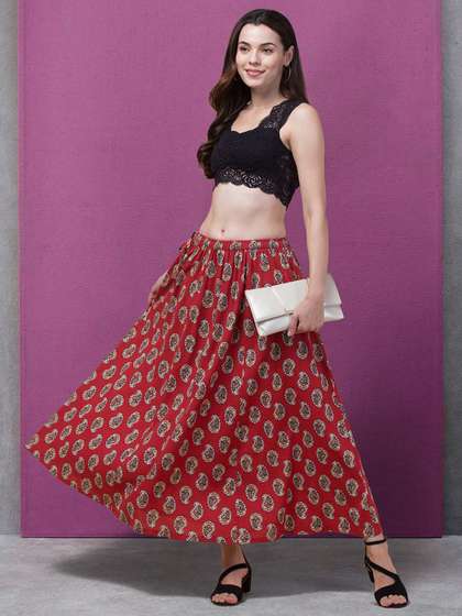 Hive91 Printed A-Line Maxi Skirts