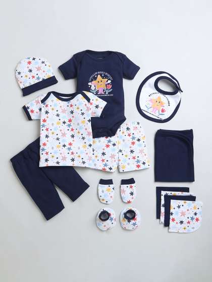 BUMZEE Infant Boys
                    Printed 15 -Pcs Pure Cotton Baby Apparel Gift Set