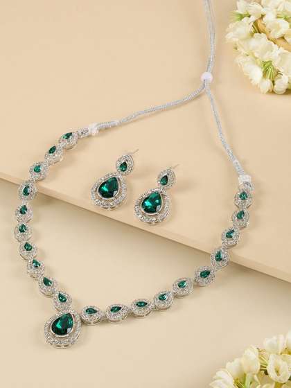 AMI Silver Plated
                        American Diamond Jewellery Set