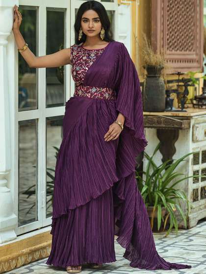 ZIBLON Tussar Ruffles Saree