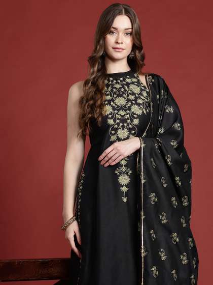 Anouk Printed Kurta Set With Dupatta