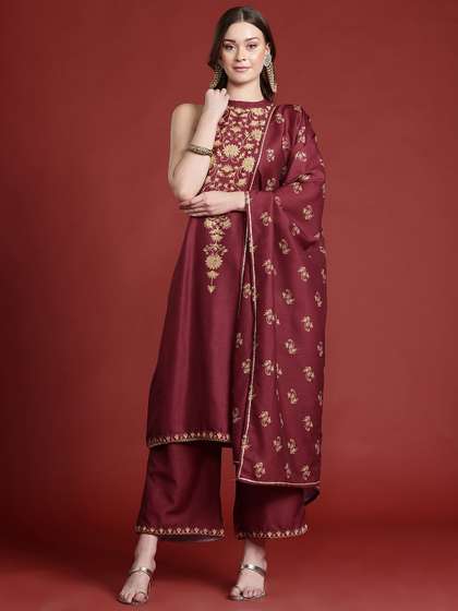 Anouk Ethnic Printed Cut-Out Detail Kurta Set With Dupatta