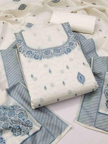 Peachmode Ethnic
                      Motifs Woven Design Zari Pure Cotton Unstitched
                      Dress Material