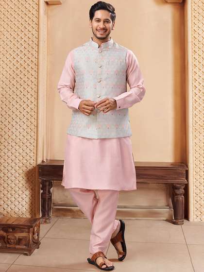 House of Pataudi Men Printed Nehru Jackets