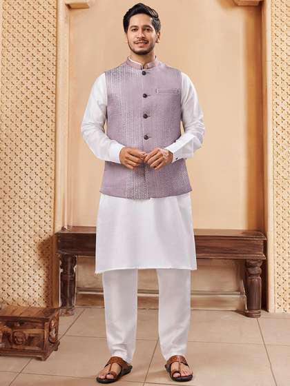 House of Pataudi Men Printed Nehru Jackets