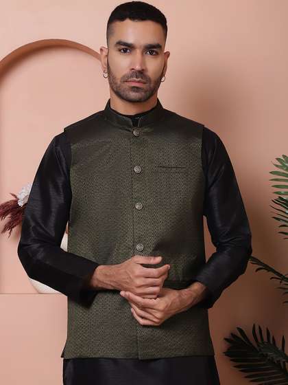 Jompers Men Woven Design Nehru Jacket