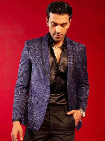 VASTRAMAY Men
                        Embellished Slim-Fit Single Breasted Party
                        Blazers