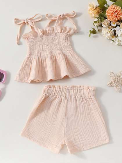 INCLUD Girls Elasticated
                    Crop Top With Shorts Set