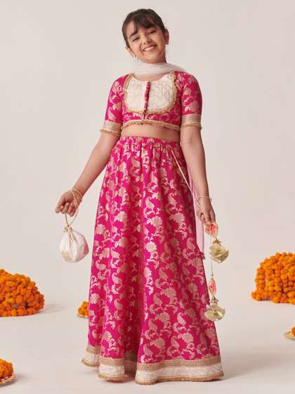 pspeaches Girls
                        Printed Ready to Wear Lehenga Choli With
                        Dupatta