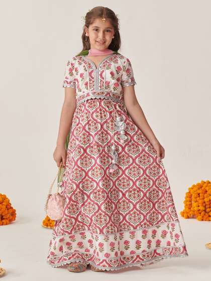 pspeaches Girls Printed
                    Ready to Wear Lehenga Choli With Dupatta