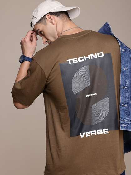FCUK Graphic Printed Drop-Shoulder Sleeves Pure Cotton Oversized T-shirt